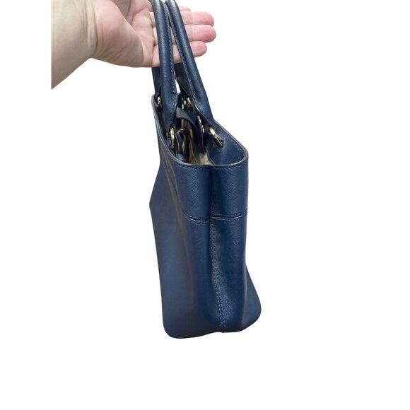 Michael Kors Womans Navy Blue Saffiano Leather Satchell Crossbody L SKU 9525 - Picture 8 of 16